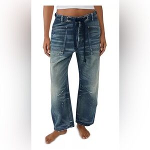 NWT We The Free Moxie Pull-On Barrel Jeans Size 27 Timeless Blue